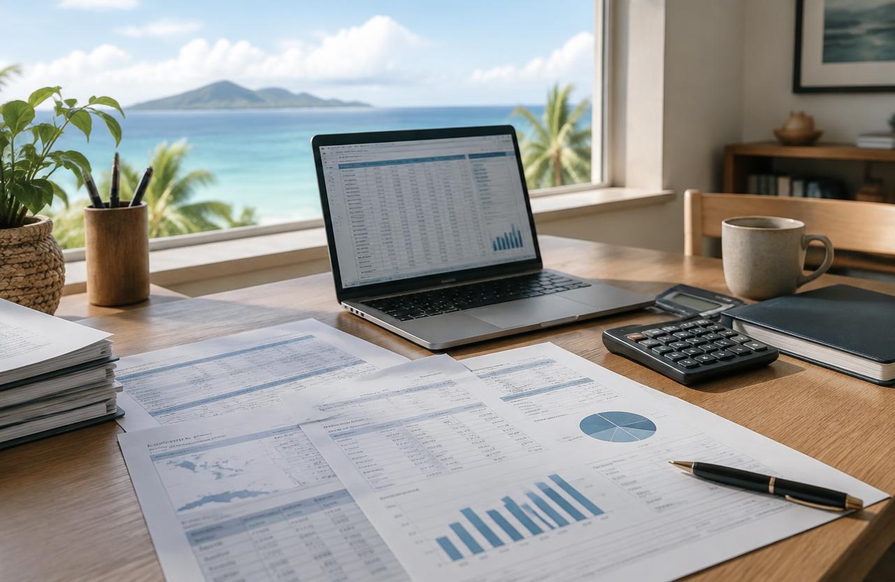 Conceptual illustration of public accounting documents.